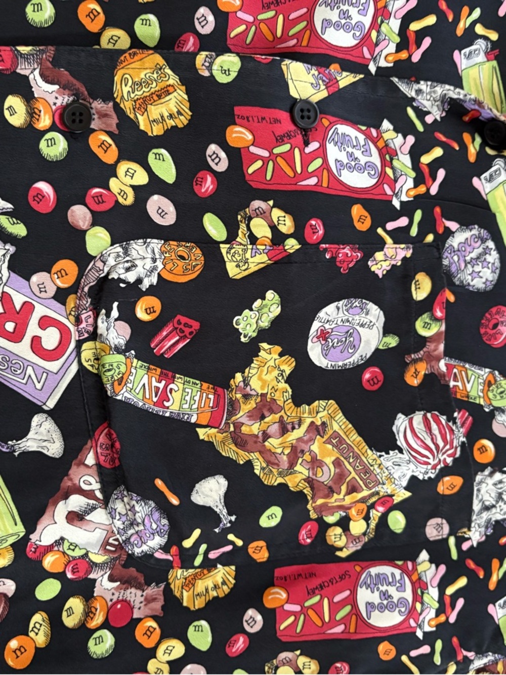 Vtg Nicole Miller 100% Silk Shirt Novelty Candy Snack Pop Art Collector Men S - Picture 5 of 8